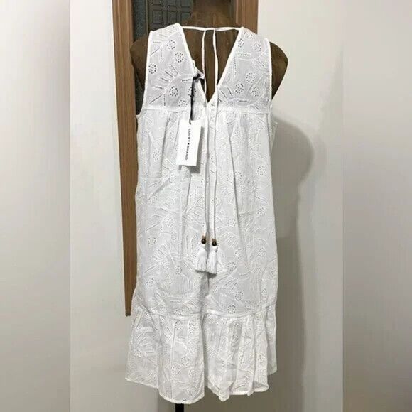 Lucky Brand Cotton Dress Small White Eyelet Embroidered Oversized Loose Fit - Picture 1 of 6